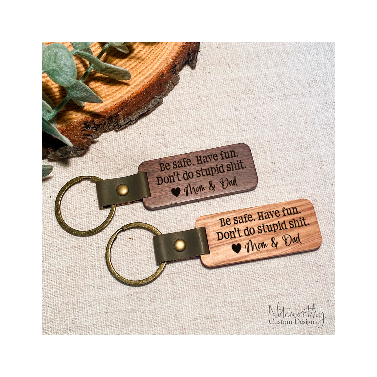 Don't Do Stupid Shit Love Mom & Dad - Vegan Leather Keychain